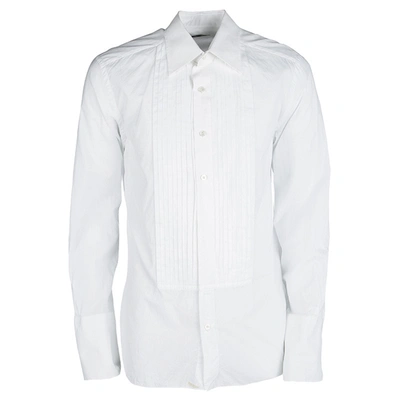 Pre-owned Tom Ford White Cotton Pintuck Detail Long Sleeve Button Front Tuxedo Shirt Xl