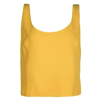 Pre-owned Moschino Couture Yellow Fitted Sleeveless Crop Top L