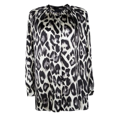 Pre-owned Lanvin Multicolor Leopard Print Long Sleeve Silk Blouse S