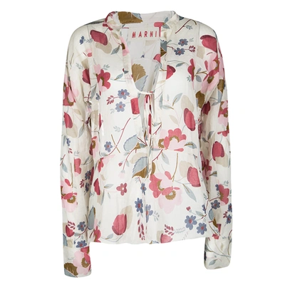 Pre-owned Marni Multicolor Floral Printed Cotton Long Sleeve Blouse S