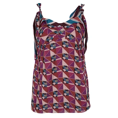 Pre-owned Marc Jacobs Multicolor Geometric Print Sleeveless Tie Detail Cotton Top M