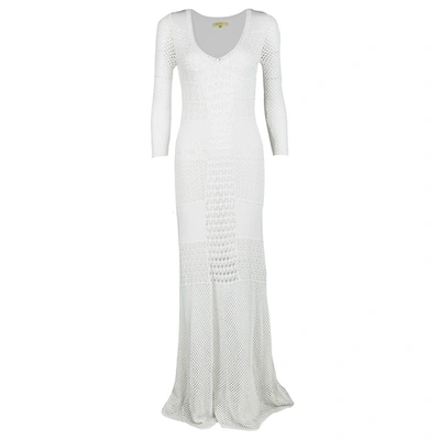 Pre-owned Catherine Malandrino Off White Crochet Knit Fitted Maxi Dress P / Xs