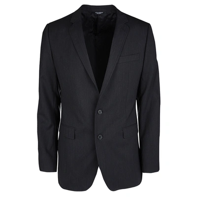 Pre-owned Dolce & Gabbana Martini Black Wool Tailored Two Button Blazer Xl