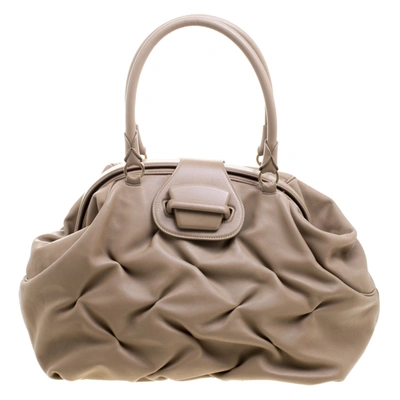Pre-owned Smythson Symthson Beige Leather Nancy Top Handle Bag
