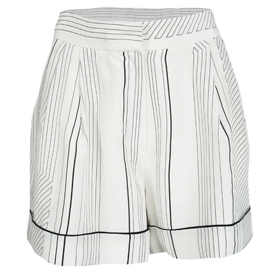 Pre-owned 3.1 Phillip Lim Monochrome Pin Striped Silk Pajama Shorts M In White