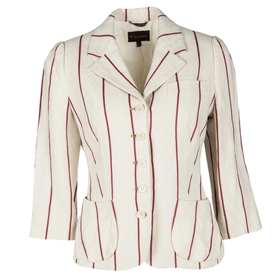 Pre-owned Mulberry Cream And Red Striped Linen Blazer M