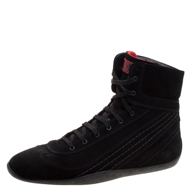 Pre-owned Tod's For Ferrari Black Suede Hi-top Sneakers Size 39.5