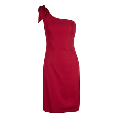 Pre-owned Valentino Red Bow Detail One Shoulder Dress M