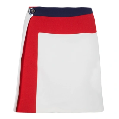 Pre-owned Ferragamo Colorblock Buckle Detail Skirt M In Multicolor