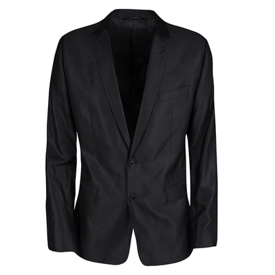 Pre-owned Dolce & Gabbana Black Wool Silk Tailored Martini Blazer Xl