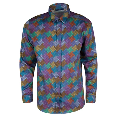 Pre-owned Etro Multicolor Printed Cotton Long Sleeve Button Front Shirt L