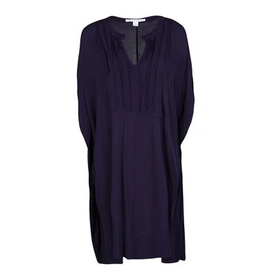 Pre-owned Diane Von Furstenberg Navy Blue Crepe Naz Kaftan Tunic M