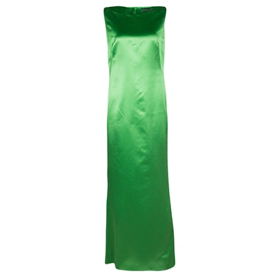 Pre-owned Alexander Mcqueen Green Silk Sleeveless Maxi Dress M