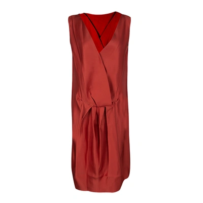 Pre-owned Lanvin Red Silk Draped Back Detail Sleeveless Dress M