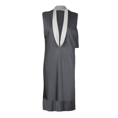 Pre-owned Balenciaga Grey Cowl Neck Detail Sleeveless Dress M
