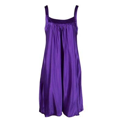 Pre-owned Dolce & Gabbana Purple Silk Satin Sleeveless Balloon Dress S