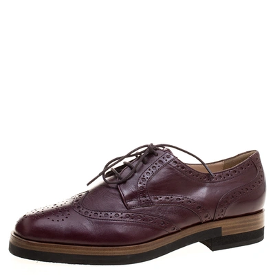 Pre-owned Joseph Burgundy Brogue Leather Derby Size 39