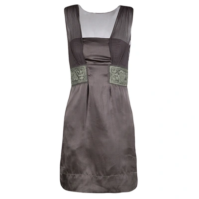 Pre-owned Philosophy Di Alberta Ferretti Grey Embroidered Sleeveless Silk  Dress S | ModeSens