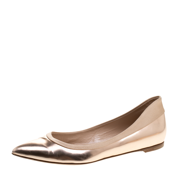 rose gold metallic flats