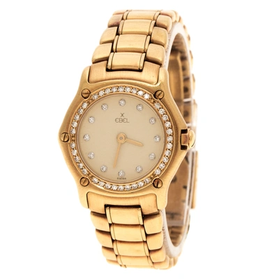 Pre-owned Ebel Cream18k Yellow Gold Diamond 8057902 Women's Wristwatch 24 Mm