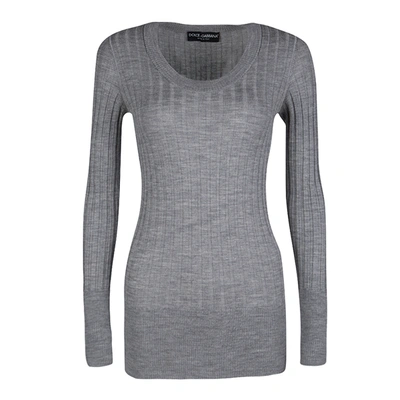 Pre-owned Dolce & Gabbana Grey Ribbed Sweater S