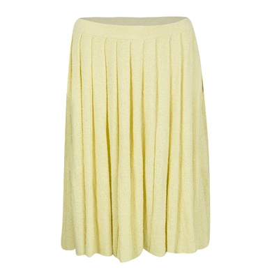 Pre-owned Prada Yellow Pleated Terry Cloth Skirt M