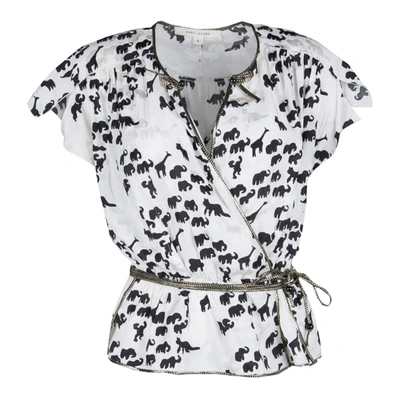 Pre-owned Marc Jacobs White Animal Figure Print Wrap Top M
