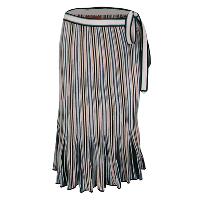 Pre-owned Missoni Multicolor Striped Knit Wrap Skirt M
