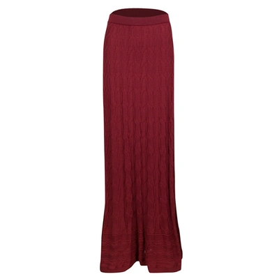 Pre-owned M Missoni Maroon Patterned Knit Maxi Skirt M In Red