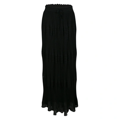 Pre-owned M Missoni Black Lurex Perforated Knit Pleated Skirt M