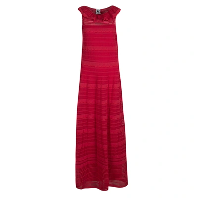 Pre-owned M Missoni Red Knit Ruffled Neck Sleeveless Maxi Dress M
