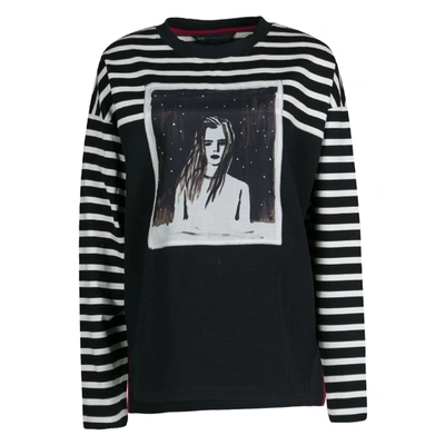 Pre-owned Marc By Marc Jacobs Monochrome Striped Dreamy Rhea Print Sweatshirt L In Multicolor