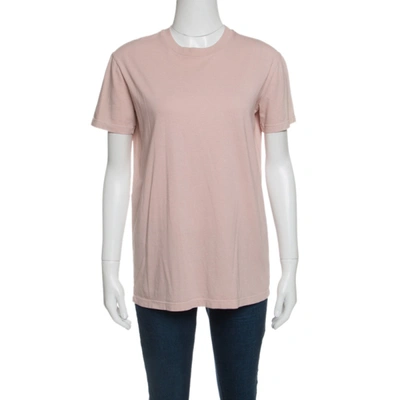 Pre-owned Prada Peach Cotton Jersey Short Sleeve Crew Neck T-shirt S In Pink