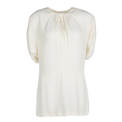 Pre-owned Marni Cream Pleat Detail Draped Cut Out Sleeve Tunic M