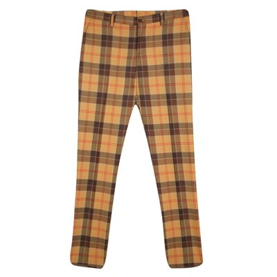 Pre-owned Etro Tan Brown Plaid Checked Wool Cuba Slim Fit Trousers L