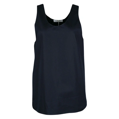 Pre-owned Chloé Navy Blue Woven Cotton Sleeveless Top M