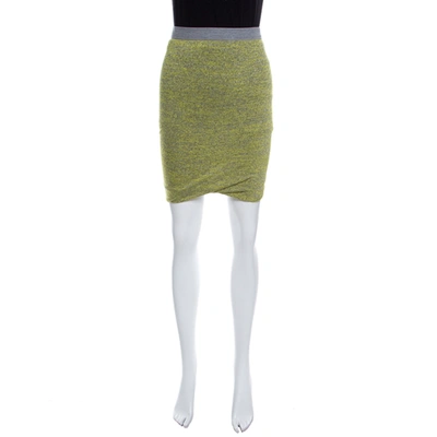 Pre-owned Alexander Wang T By  Yellow And Grey Melange Knit Tube Skirt Xs