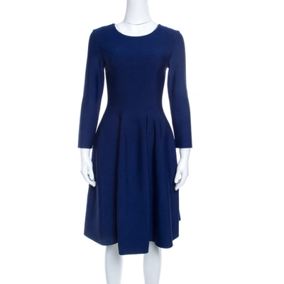 Pre-owned Issa Navy Blue Knit Eddington Fit And Flare Dress M