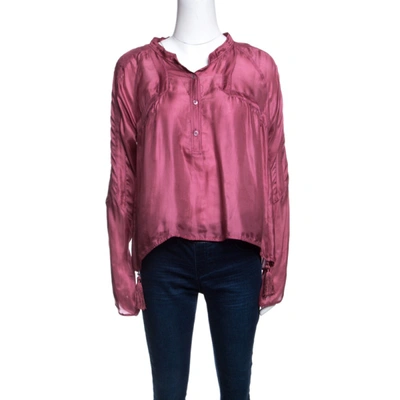 Pre-owned Gucci Pink Silk Tassel Detail Long Sleeve Blouse S
