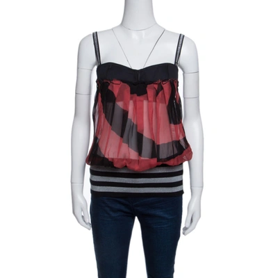 Pre-owned Gianfranco Ferre Gf Ferre Multicolor Striped Lurex Knit Trim Sleeveless Bustier Top S