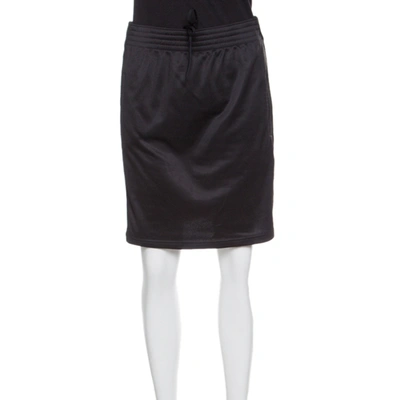 Pre-owned Givenchy Black Knit Drawstring Logo Panel Detail Skirt S