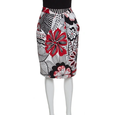 Pre-owned Dolce & Gabbana Multicolor Floral Printed Cotton High Waist Skirt S