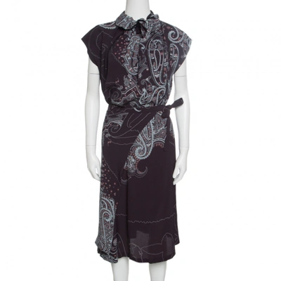 Pre-owned Kenzo Brown Paisley Print Top And Wrap Skirt Set S
