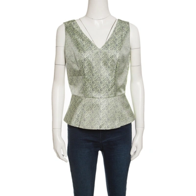 Pre-owned Elie Tahari Multicolor Mini Checkered Sleeveless Peplum Top S