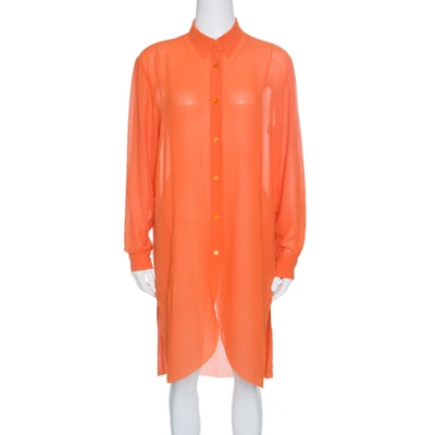 Pre-owned Acne Studios Orange Long Sleeve Sheer Penny Tunic S
