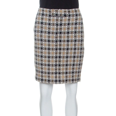 Pre-owned Emporio Armani Patterned Wool And Lurex Pencil Skirt M In Multicolor