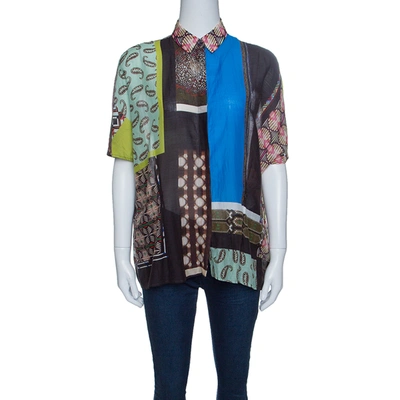 Pre-owned Etro Multicolor Printed Cotton Oversized Shirt M