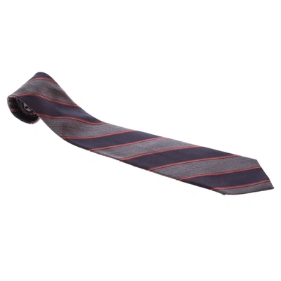 Pre-owned Valentino Garavani Brown Diagonal Striped Traditional Silk Tie