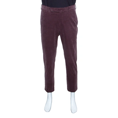Pre-owned Ermenegildo Zegna Cashco Comfort Dull Purple Slim Fit Corduroy Trousers L