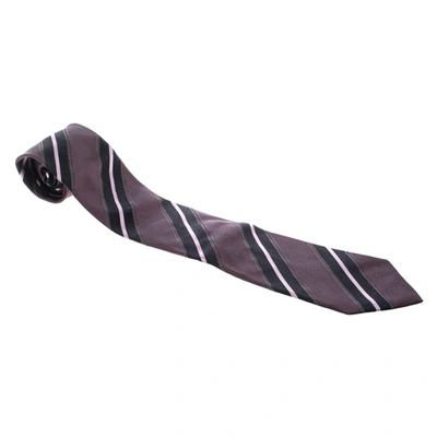 Pre-owned Ermenegildo Zegna Vintage Purple Diagonal Striped Silk Jacquard Tie
